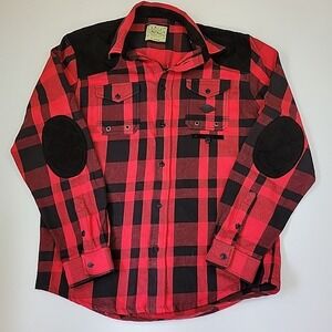 Arist Nation Red Black Buffalo Plaid Flannel Shirt Jacket Men's Size XL